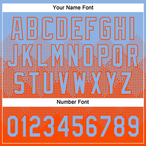 Custom Light Blue Orange 3D Gradient Square Shape Two-Button Unisex Softball Jersey