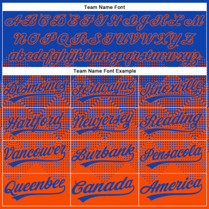 Custom Thunder Blue Orange 3D Gradient Square Shape Two-Button Unisex Softball Jersey