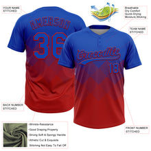 Laden Sie das Bild in den Galerie-Viewer, Custom Thunder Blue Red 3D Gradient Square Shape Two-Button Unisex Softball Jersey
