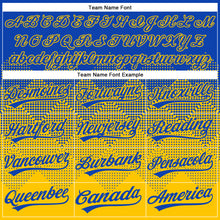 Laden Sie das Bild in den Galerie-Viewer, Custom Thunder Blue Yellow 3D Gradient Square Shape Two-Button Unisex Softball Jersey
