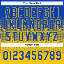 Laden Sie das Bild in den Galerie-Viewer, Custom Thunder Blue Yellow 3D Gradient Square Shape Two-Button Unisex Softball Jersey
