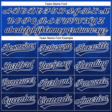 Laden Sie das Bild in den Galerie-Viewer, Custom Thunder Blue Navy-White 3D Gradient Square Shape Two-Button Unisex Softball Jersey
