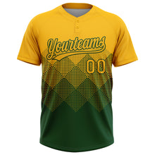Load image into Gallery viewer, Custom Gold Green 3D Gradient Square Shape Two-Button Unisex Softball Jersey
