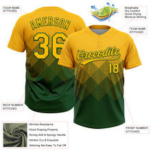 Load image into Gallery viewer, Custom Gold Green 3D Gradient Square Shape Two-Button Unisex Softball Jersey
