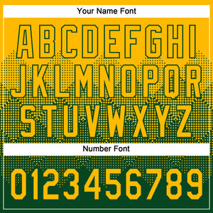 Custom Gold Green 3D Gradient Square Shape Two-Button Unisex Softball Jersey