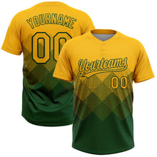 Load image into Gallery viewer, Custom Gold Green 3D Gradient Square Shape Two-Button Unisex Softball Jersey
