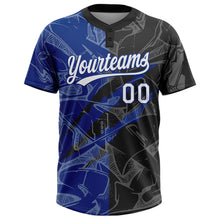 Загрузить изображение в средство просмотра галереи, Custom Graffiti Pattern White Black-Royal 3D Scratch Two-Button Unisex Softball Jersey
