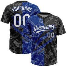 Загрузить изображение в средство просмотра галереи, Custom Graffiti Pattern White Black-Royal 3D Scratch Two-Button Unisex Softball Jersey
