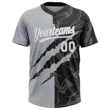 Загрузить изображение в средство просмотра галереи, Custom Graffiti Pattern White Black-Gray 3D Scratch Two-Button Unisex Softball Jersey
