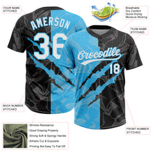 Загрузить изображение в средство просмотра галереи, Custom Graffiti Pattern White Black-Sky Blue 3D Scratch Two-Button Unisex Softball Jersey
