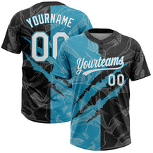 Загрузить изображение в средство просмотра галереи, Custom Graffiti Pattern White Black-Panther Blue 3D Scratch Two-Button Unisex Softball Jersey
