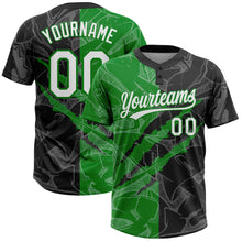 Загрузить изображение в средство просмотра галереи, Custom Graffiti Pattern White Black-Grass Green 3D Scratch Two-Button Unisex Softball Jersey
