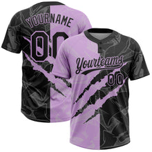 Загрузить изображение в средство просмотра галереи, Custom Graffiti Pattern Black-Light Purple 3D Scratch Two-Button Unisex Softball Jersey
