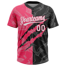 Загрузить изображение в средство просмотра галереи, Custom Graffiti Pattern White Black-Neon Pink 3D Scratch Two-Button Unisex Softball Jersey
