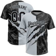 Загрузить изображение в средство просмотра галереи, Custom Graffiti Pattern Black-Silver 3D Scratch Two-Button Unisex Softball Jersey
