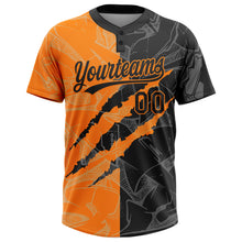 Загрузить изображение в средство просмотра галереи, Custom Graffiti Pattern Black-Bay Orange 3D Scratch Two-Button Unisex Softball Jersey
