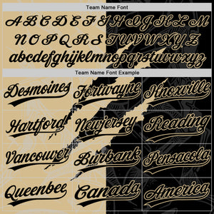 Custom Graffiti Pattern Black-Vegas Gold 3D Scratch Two-Button Unisex Softball Jersey