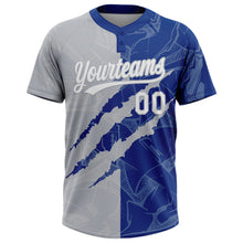 Загрузить изображение в средство просмотра галереи, Custom Graffiti Pattern White Royal-Gray 3D Scratch Two-Button Unisex Softball Jersey
