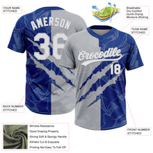 Загрузить изображение в средство просмотра галереи, Custom Graffiti Pattern White Royal-Gray 3D Scratch Two-Button Unisex Softball Jersey
