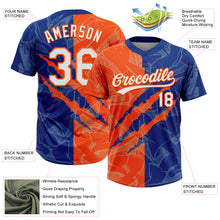 Загрузить изображение в средство просмотра галереи, Custom Graffiti Pattern White Royal-Orange 3D Scratch Two-Button Unisex Softball Jersey
