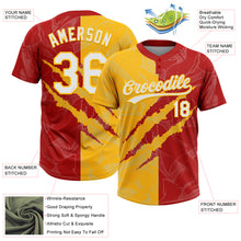Загрузить изображение в средство просмотра галереи, Custom Graffiti Pattern White Red-Gold 3D Scratch Two-Button Unisex Softball Jersey
