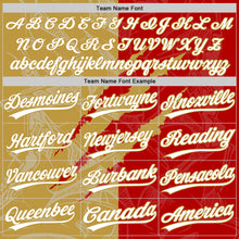 Загрузить изображение в средство просмотра галереи, Custom Graffiti Pattern White Red-Old Gold 3D Scratch Two-Button Unisex Softball Jersey
