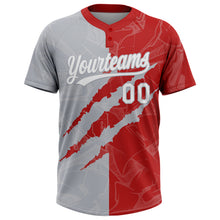 Загрузить изображение в средство просмотра галереи, Custom Graffiti Pattern White Red-Gray 3D Scratch Two-Button Unisex Softball Jersey
