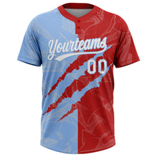 Загрузить изображение в средство просмотра галереи, Custom Graffiti Pattern White Red-Light Blue 3D Scratch Two-Button Unisex Softball Jersey
