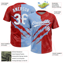 Загрузить изображение в средство просмотра галереи, Custom Graffiti Pattern White Red-Light Blue 3D Scratch Two-Button Unisex Softball Jersey

