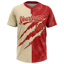 Загрузить изображение в средство просмотра галереи, Custom Graffiti Pattern Red-Cream 3D Scratch Two-Button Unisex Softball Jersey
