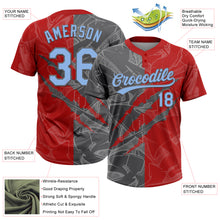 Загрузить изображение в средство просмотра галереи, Custom Graffiti Pattern Light Blue Red-Steel Gray 3D Scratch Two-Button Unisex Softball Jersey
