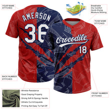 Загрузить изображение в средство просмотра галереи, Custom Graffiti Pattern White Red-Navy 3D Scratch Two-Button Unisex Softball Jersey
