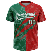 Загрузить изображение в средство просмотра галереи, Custom Graffiti Pattern White Red-Kelly Green 3D Scratch Two-Button Unisex Softball Jersey
