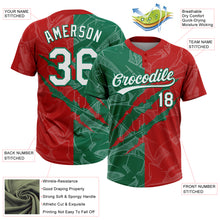 Загрузить изображение в средство просмотра галереи, Custom Graffiti Pattern White Red-Kelly Green 3D Scratch Two-Button Unisex Softball Jersey
