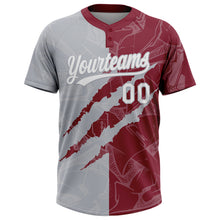 Загрузить изображение в средство просмотра галереи, Custom Graffiti Pattern White Crimson-Gray 3D Scratch Two-Button Unisex Softball Jersey
