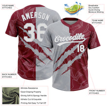 Загрузить изображение в средство просмотра галереи, Custom Graffiti Pattern White Crimson-Gray 3D Scratch Two-Button Unisex Softball Jersey
