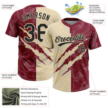 Загрузить изображение в средство просмотра галереи, Custom Graffiti Pattern Black Crimson-Cream 3D Scratch Two-Button Unisex Softball Jersey
