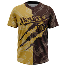 Загрузить изображение в средство просмотра галереи, Custom Graffiti Pattern Brown-Old Gold 3D Scratch Two-Button Unisex Softball Jersey
