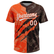 Загрузить изображение в средство просмотра галереи, Custom Graffiti Pattern White Brown-Orange 3D Scratch Two-Button Unisex Softball Jersey
