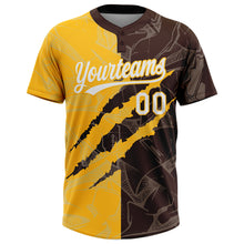 Загрузить изображение в средство просмотра галереи, Custom Graffiti Pattern White Brown-Gold 3D Scratch Two-Button Unisex Softball Jersey
