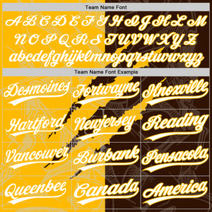 Custom Graffiti Pattern White Brown-Gold 3D Scratch Two-Button Unisex Softball Jersey