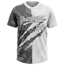 Загрузить изображение в средство просмотра галереи, Custom Graffiti Pattern White-Steel Gray 3D Scratch Two-Button Unisex Softball Jersey
