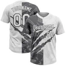 Загрузить изображение в средство просмотра галереи, Custom Graffiti Pattern White-Steel Gray 3D Scratch Two-Button Unisex Softball Jersey
