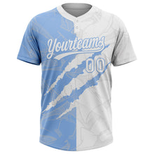 Загрузить изображение в средство просмотра галереи, Custom Graffiti Pattern White-Light Blue 3D Scratch Two-Button Unisex Softball Jersey
