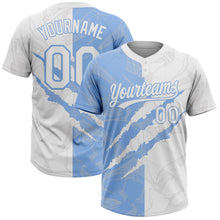 Загрузить изображение в средство просмотра галереи, Custom Graffiti Pattern White-Light Blue 3D Scratch Two-Button Unisex Softball Jersey
