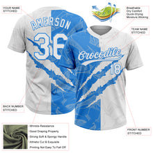 Загрузить изображение в средство просмотра галереи, Custom Graffiti Pattern White-Electric Blue 3D Scratch Two-Button Unisex Softball Jersey
