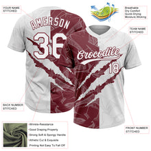 Загрузить изображение в средство просмотра галереи, Custom Graffiti Pattern White-Burgundy 3D Scratch Two-Button Unisex Softball Jersey
