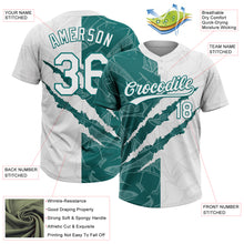 Загрузить изображение в средство просмотра галереи, Custom Graffiti Pattern White-Teal 3D Scratch Two-Button Unisex Softball Jersey
