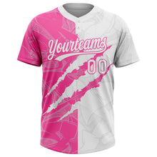 Загрузить изображение в средство просмотра галереи, Custom Graffiti Pattern White-Pink 3D Scratch Two-Button Unisex Softball Jersey
