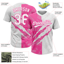 Загрузить изображение в средство просмотра галереи, Custom Graffiti Pattern White-Pink 3D Scratch Two-Button Unisex Softball Jersey
